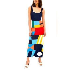 Staud. Katie Dress. Size: M. Colorblock Print.